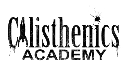 Logo z napisem "Calisthenics Academy" w stylu przypominającym efekt rozpryśniętej farby.