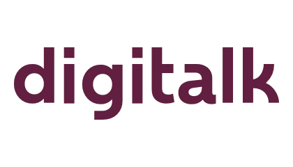 Logo z napisem „digitalk” fioletową czcionką na przezroczystym tle.