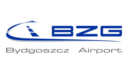 Logo Portu Lotniczego Bydgoszcz z napisem „BZG Bydgoszcz Airport”.