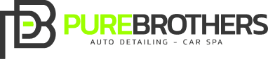 Logo PureBrothers Auto Detailing – Car Spa, nowoczesny napis i inicjały PB.