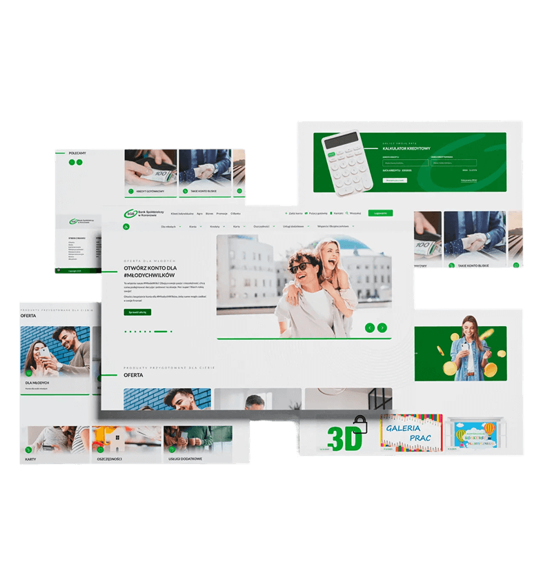 Strona internetowa banku prezentująca ofertę i produkty finansowe dla młodych klientów.